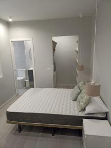 科尔多瓦Apartamento Calle Concepción Pleno Centro的白色客房内的一张大床,配有两面镜子