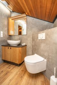 克舍尔Hotel Sonnenspitz ***的浴室配有白色卫生间和盥洗盆。