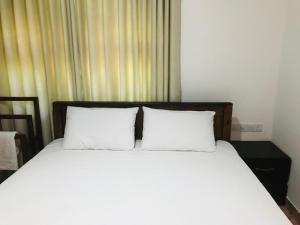 阿努拉德普勒Langama Thena - ළඟම තැන的床上有2个白色枕头