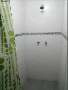 普诺Hospedaje Sumita Wasi的带淋浴和浴帘的浴室
