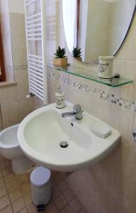 马焦内I Pini House的一间带水槽、卫生间和镜子的浴室