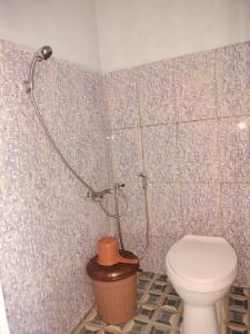 纳闽巴霍Cowang Dereng Home Stay的一间带卫生间和淋浴的浴室
