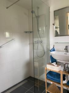 SpanbroekAppartement Zandwerven 23的带淋浴和盥洗盆的浴室