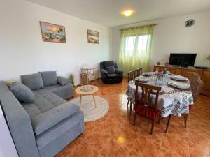 罗波里卡Villa Rosa Apartman的客厅配有沙发和桌子