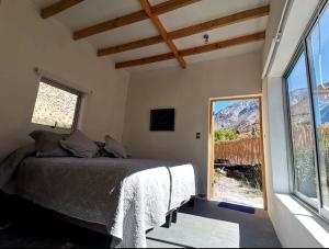 AlcoguazReset Elqui的一间卧室设有一张床和一个大窗户
