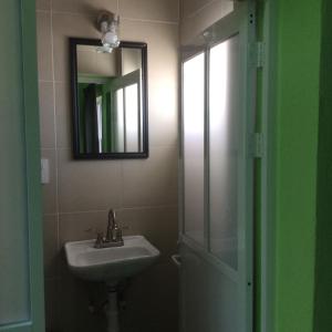 瓦哈卡市Casa LEONOR的一间带水槽和镜子的浴室
