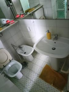 罗马Apartment Metro Tor Di Valle的一间带卫生间和水槽的浴室