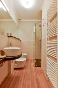 卢卡阿尔伯托圣马蒂诺酒店的一间带水槽和淋浴的浴室