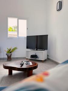 波尔兰特Glacière Paradise的客厅配有电视和茶几