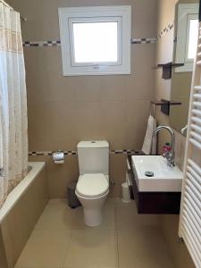 普罗塔拉斯Casa Pernera的一间带卫生间、水槽和窗户的浴室