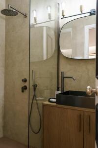 伊兹拉Alkionides Hydra的带淋浴、水槽和镜子的浴室