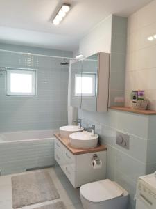 锡比乌Select Apartment SIBIU的一间带卫生间和水槽的浴室
