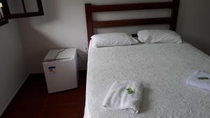 瓦伦萨Pousada São Manoel的一间卧室配有一张床,床上有毛巾