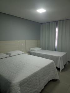 维列纳HOTEL VIZON II的一间卧室设有两张床和窗户。
