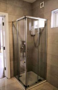 Castletown GheogheganSecluded Modern Guest House的浴室里设有玻璃门淋浴