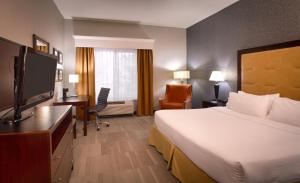 卡纳布Holiday Inn Express & Suites Kanab, an IHG Hotel的配有一张床和一台平面电视的酒店客房