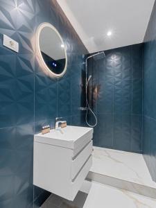 阿列谢尼Transylvania House的浴室设有白色水槽和镜子