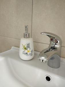 阿尔梅诺Casa Elisa affittacamere的上面有肥皂机的白色水槽