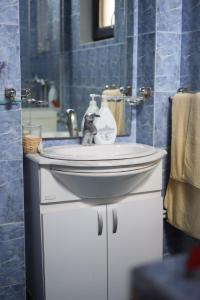 卡拉法特Hotel Casa Italia的浴室设有白色水槽和镜子