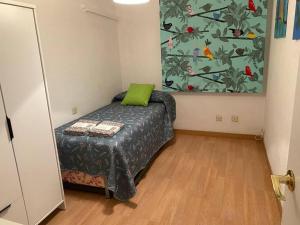 圣费尔南多Excelente piso en San Fernando的一间卧室配有一张带绿色枕头的床