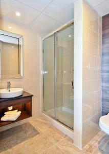 戈尔韦诺克斯戈尔韦酒店的带淋浴和盥洗盆的浴室