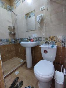 撒马尔罕ASR GUEST HOUSE的浴室配有卫生间、盥洗盆和淋浴。