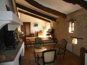 圣萨蒂南艾普特Le Jas des aiguiers的客厅配有椅子和壁炉