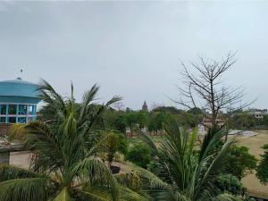 菩提伽耶Dwarka Home Stay的一群棕榈树在一座建筑前