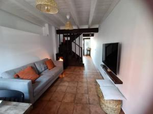 博迪利奈斯Pintularrama - Casa Rural en Póo de Llanes的带沙发和电视的客厅