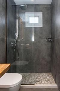 KanálionNikas Guest House的带淋浴和卫生间的浴室