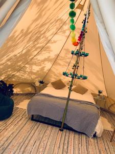 Venn OtteryBowhayes Farm - Camping and Glamping的一间帐篷间,里面配有一张床