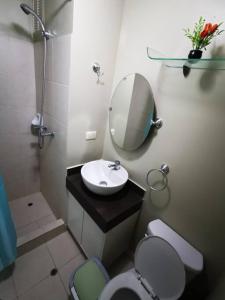 塔克纳Hermoso departamento en condominio的一间带水槽、镜子和卫生间的浴室