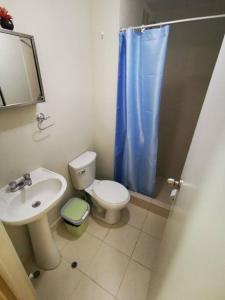 塔克纳Hermoso departamento en condominio的一间带水槽、卫生间和淋浴的浴室