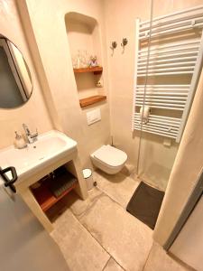 博维茨The Little Room的一间带水槽、卫生间和淋浴的浴室