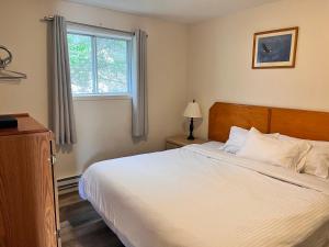 克雷斯顿斯基摩霍恩酒店的一间卧室设有一张大床和一个窗户。
