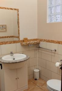 La MuradaThe Olive Mill的一间带水槽、镜子和卫生间的浴室