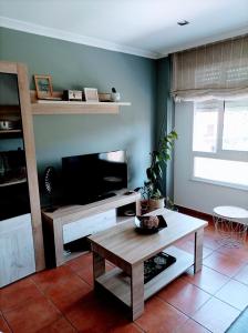 卡尔达斯·德·雷斯Marvera的客厅配有电视和茶几