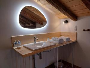 Juzet-dʼIzautÀ l'orée du Cagire的一间带水槽和镜子的浴室