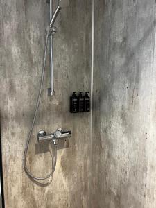 翁达尔斯内斯Frichs Ekspress Åndalsnes的带淋浴喷头的浴室