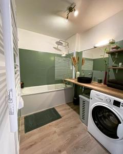 Montalieu-VercieuAppartement Centrale Confort的浴室配有洗衣机和浴缸。