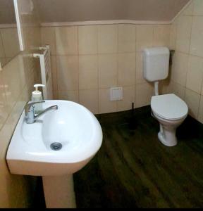 伯伊莱图什纳德玛雅维拉旅馆的浴室配有白色水槽和卫生间。