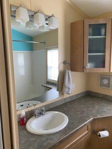 考伊琴湖Beaver Lake Resort Site #36的一间带水槽和镜子的浴室