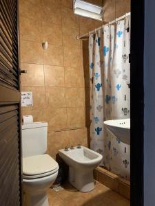 普尔马马尔卡Hotel Cactus Cerro的一间带卫生间和水槽的浴室