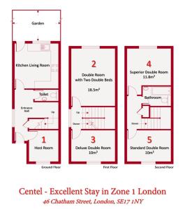 伦敦Centel - Excellent Stay in London Zone 1的房屋的平面图