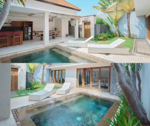 罗威那Odika Lovina Villas的两幅带游泳池的房子的照片
