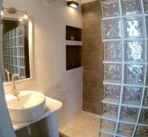 圣弗朗西斯科哈维尔CAN JAUME D’EN PEP MIQUEL的一间带水槽和淋浴的浴室