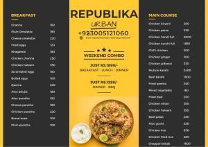阿伯塔巴德Republika by Summit Resorts的共和印度餐厅的菜单