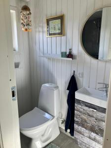 格雷诺Hytten - Tiny house的浴室配有白色卫生间和盥洗盆。