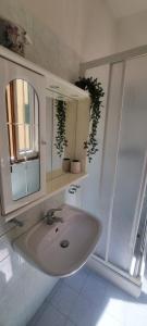 菲利内瓦尔达诺Casa Leonardo & Elisa的一间带水槽和镜子的浴室