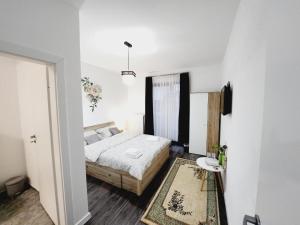 DumbrăviţaArmina's Residence Villa的卧室配有一张床和一张桌子